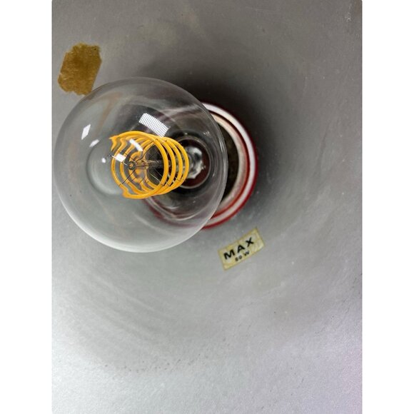 Vintage Mid Century Modern Danish Swag Lamp Metal Red - Picture 12 of 14